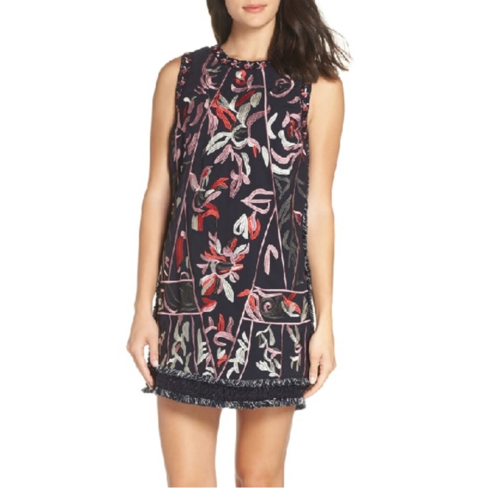 NWT Foxiedox ‘Takeo’ Embroidered Mini-Shift Dress